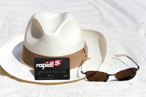 cowboy hat on beach with rapid! paycard