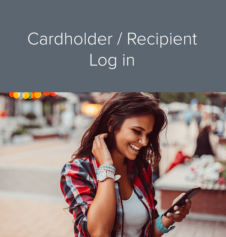 Cardholder and recipient log in